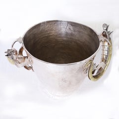 Los Castillo Mid Century Silver Plate Ice Bucket with Lizard Handles