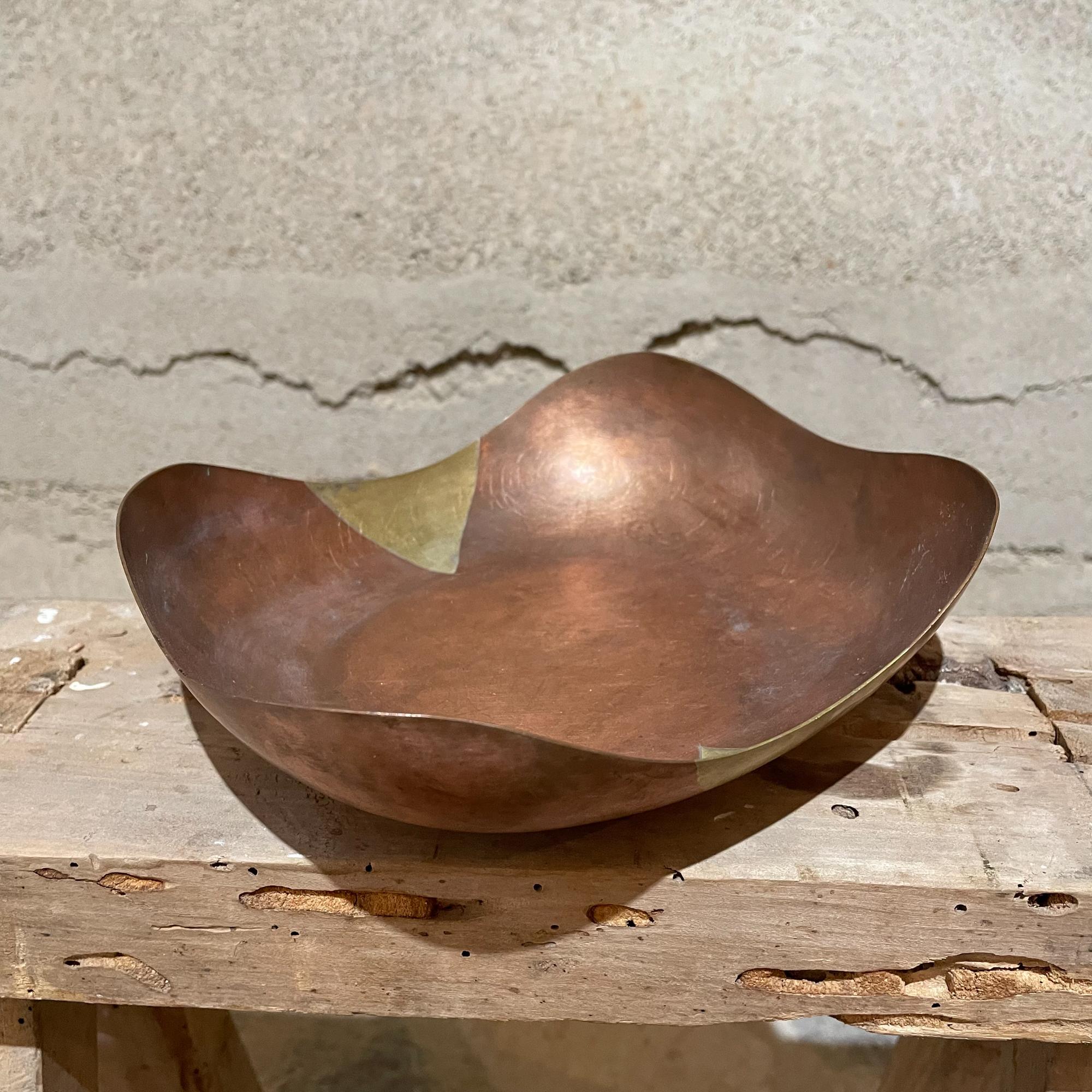 Mid-Century Modern 1960s Los Castillo Mixed Metal Bowl Sculptural Dish Mexico