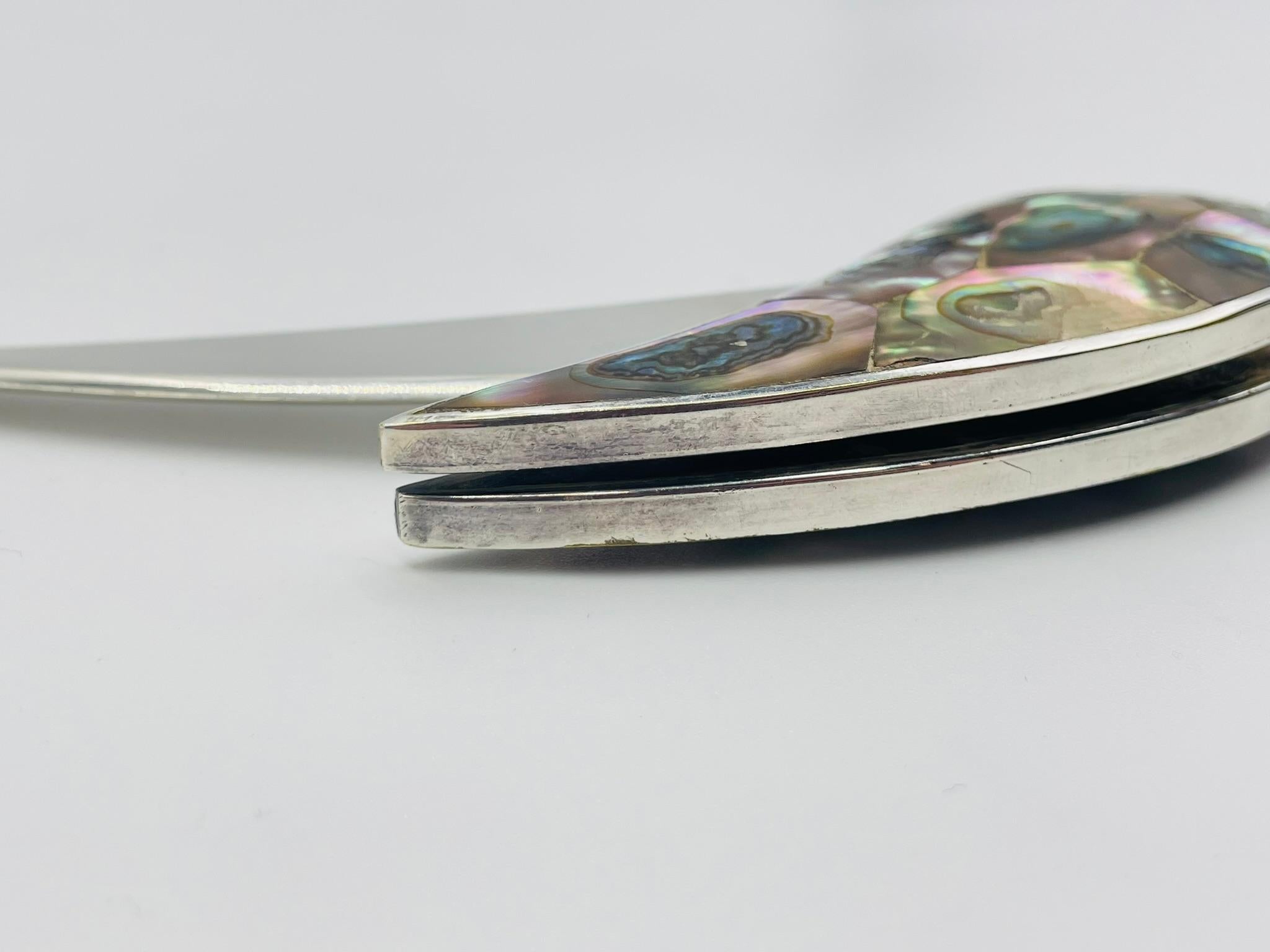 Los Castillo Parrot Bottle Opener in Silver Plate and Abalone Shell, Taxco Mexic For Sale 6