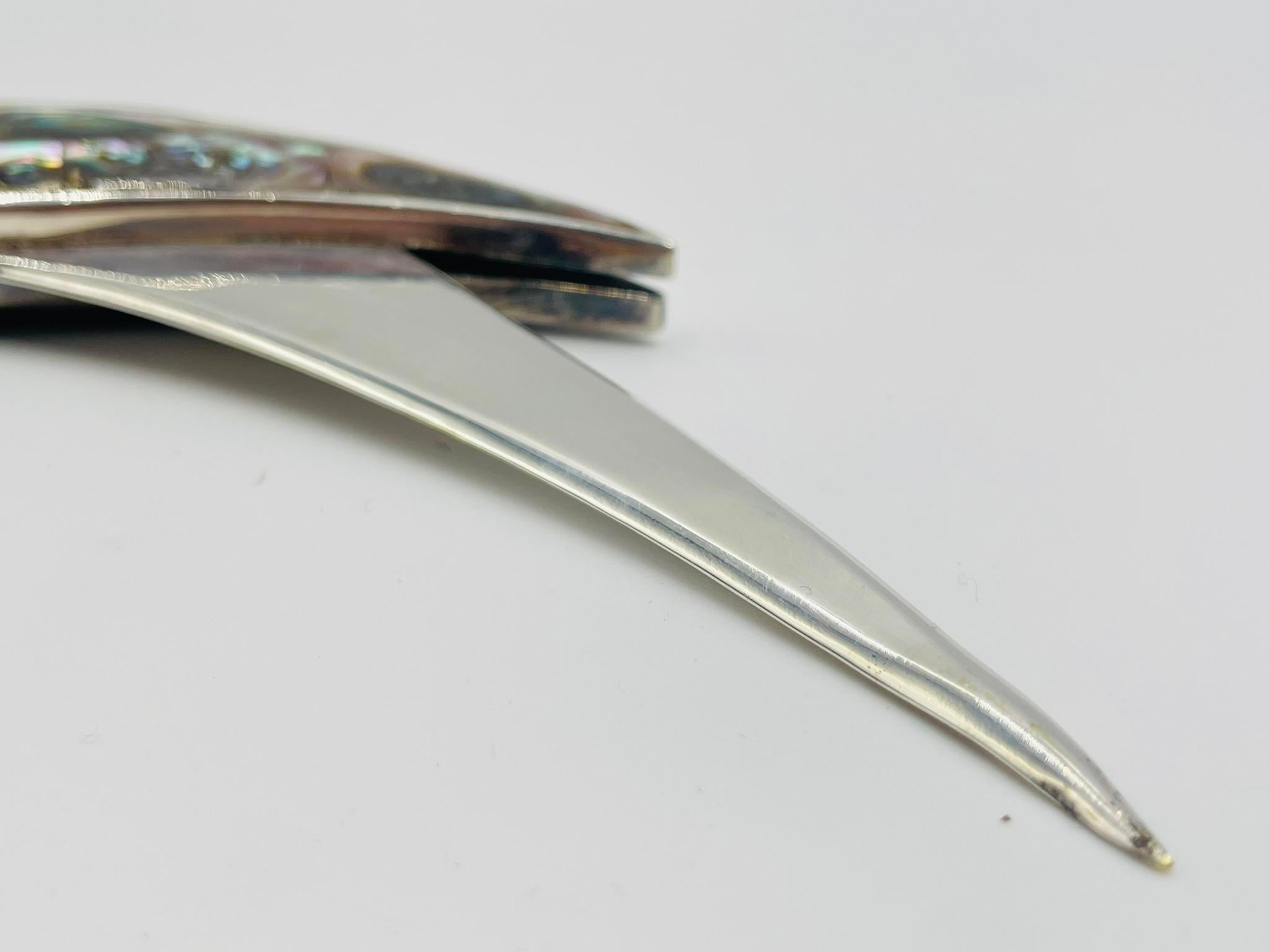 Los Castillo Parrot Bottle Opener in Silver Plate and Abalone Shell, Taxco Mexic In Good Condition For Sale In Los Angeles, CA