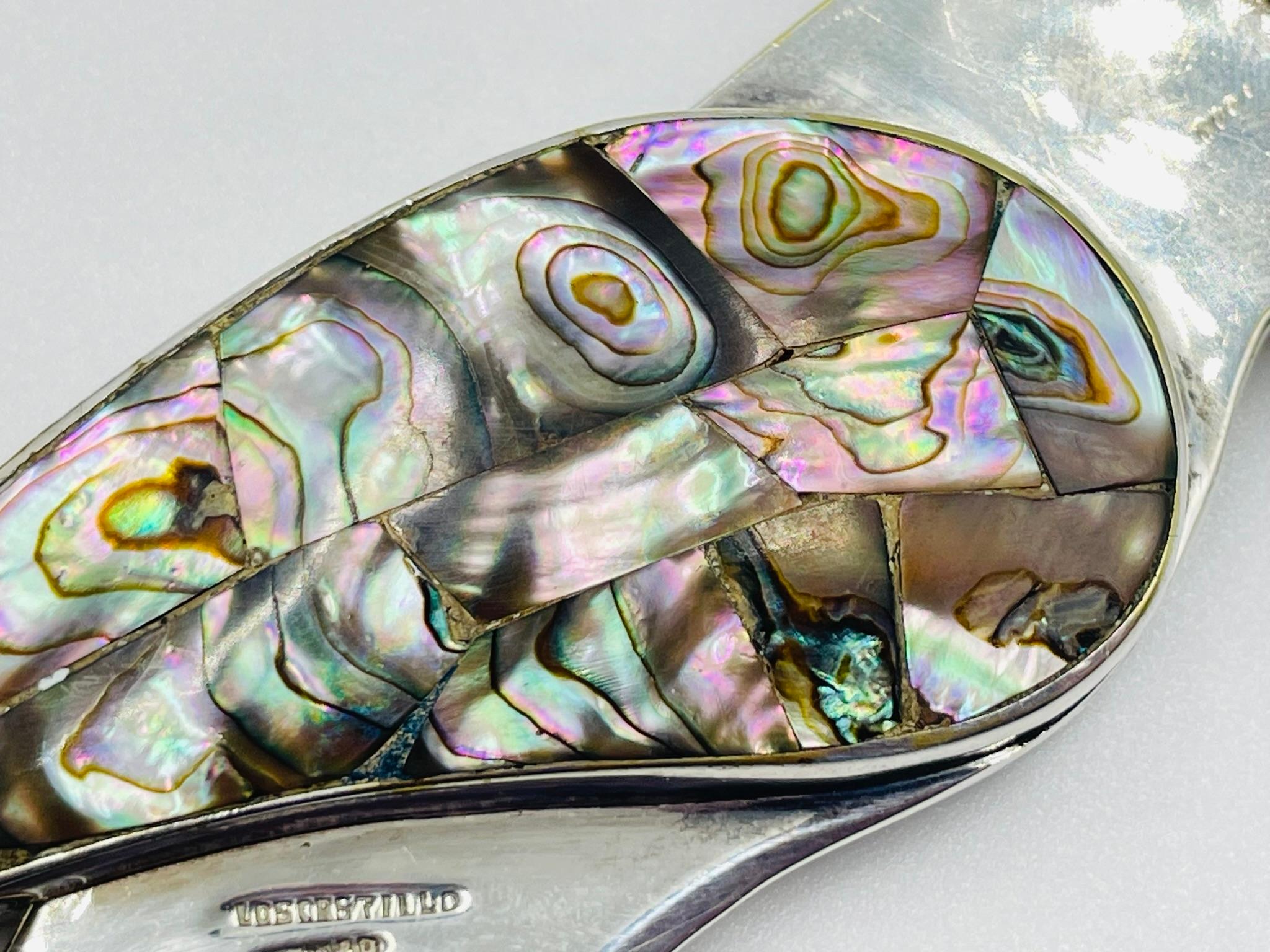 Los Castillo Parrot Bottle Opener in Silver Plate and Abalone Shell, Taxco Mexic For Sale 1