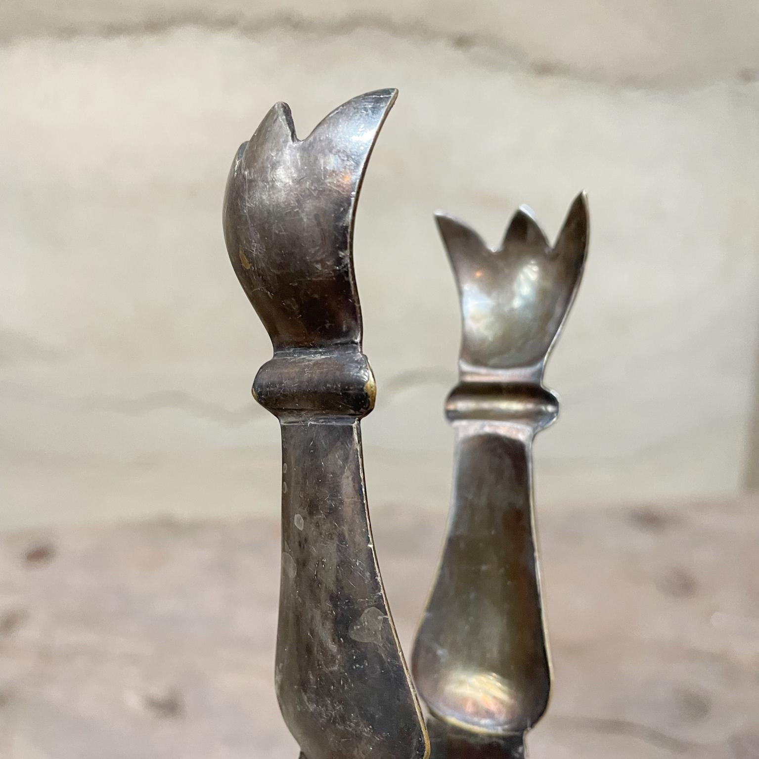 Mid-20th Century Los Castillo Sculpturally Shaped Ice Tongs in Brass & Silver Mexico Modern 1950s