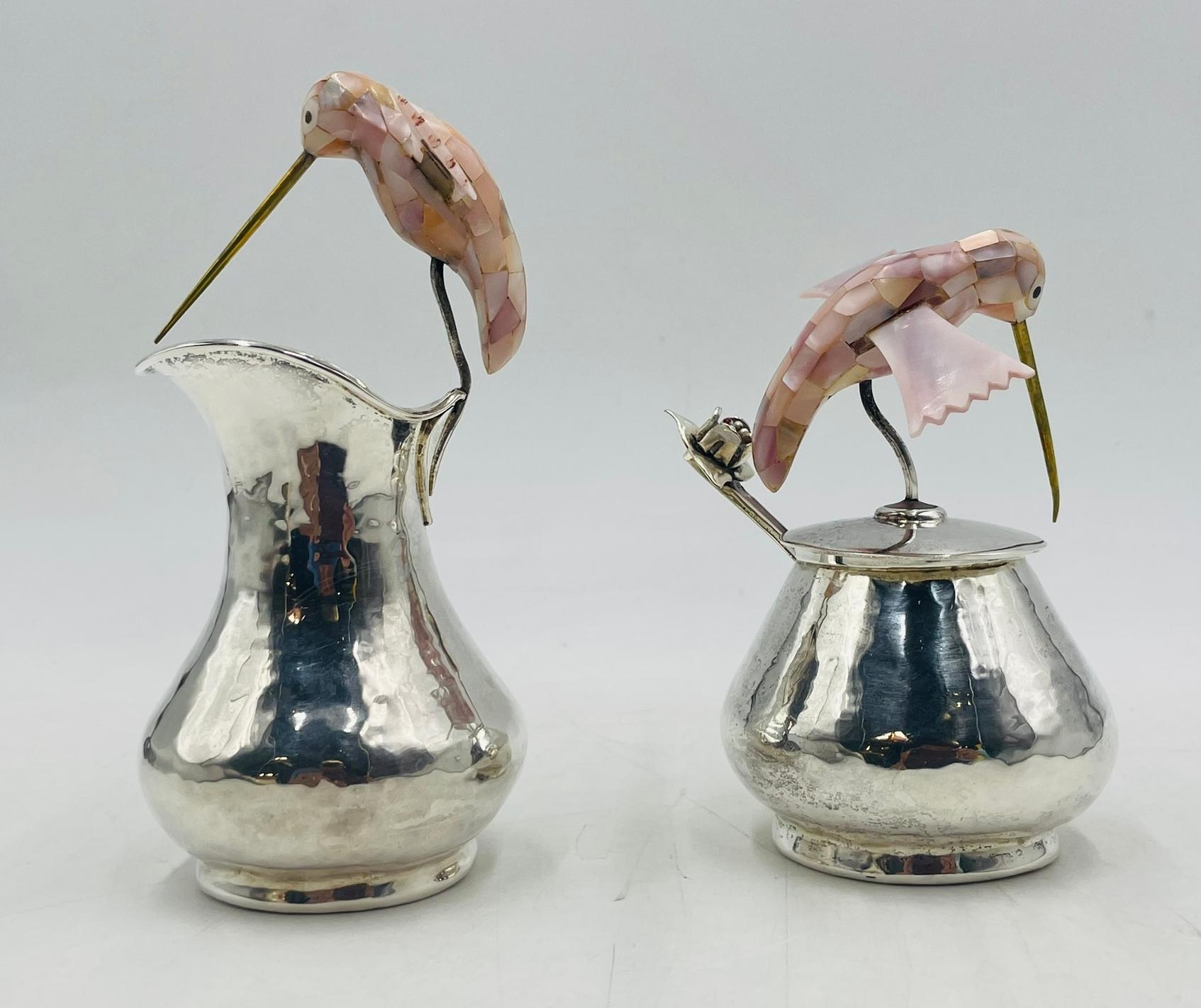 Crémier, sucre et louche en argent de Los Castillo, Taxco, années 1960 en vente 2