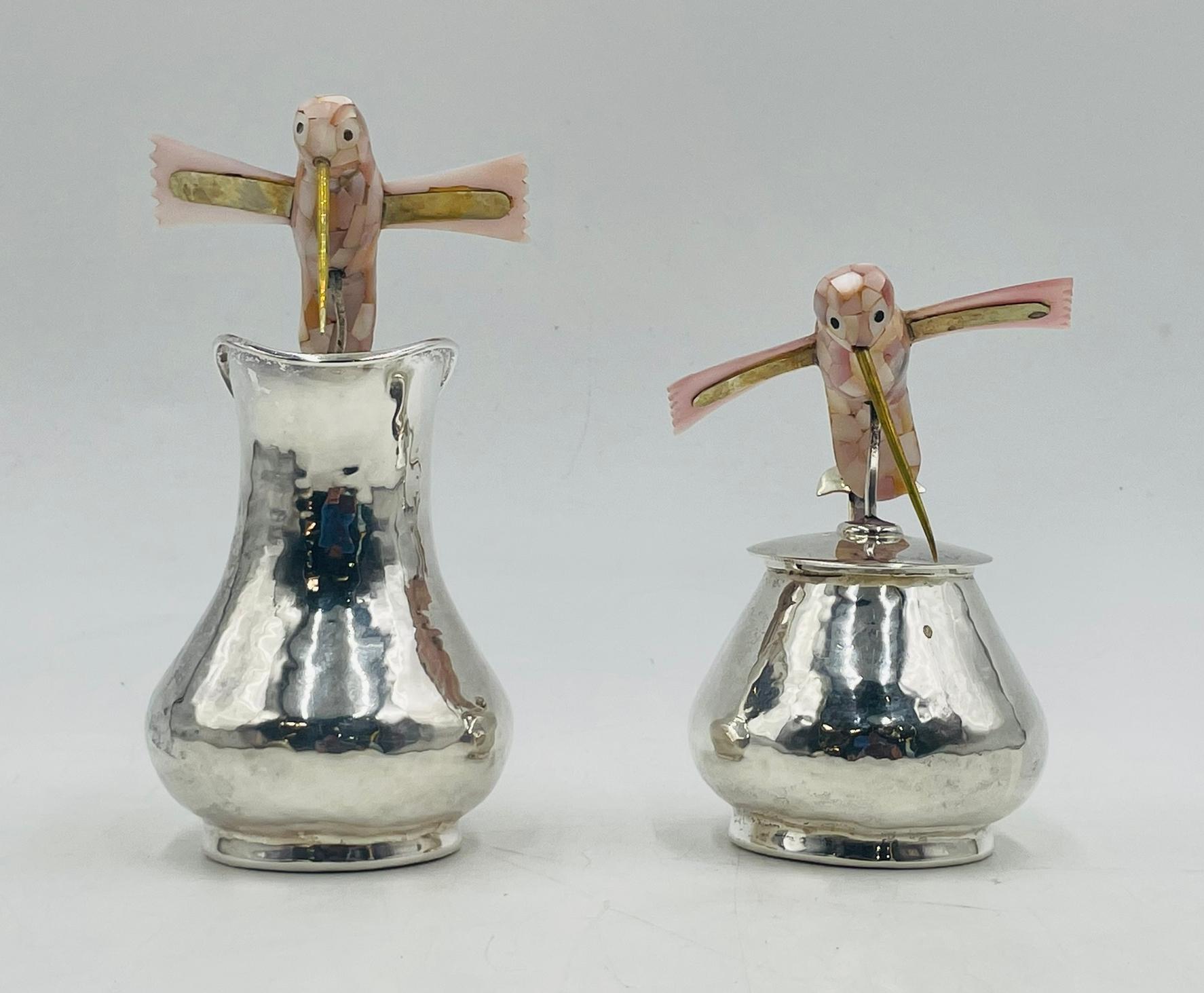 Mexicain Crémier, sucre et louche en argent de Los Castillo, Taxco, années 1960 en vente