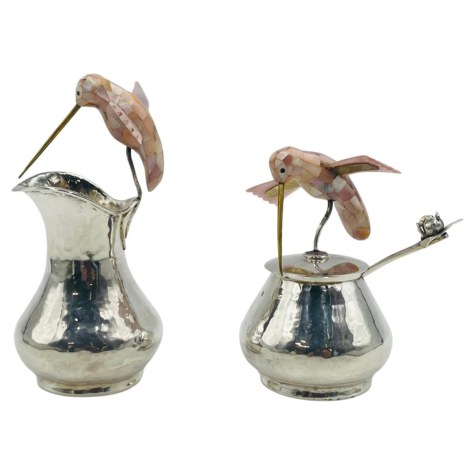 Crémier, sucre et louche en argent de Los Castillo, Taxco, années 1960 en vente