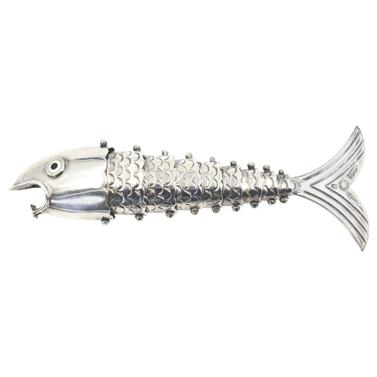 Sculpture d'ormeau vintage articulée poisson /ouvre-bouteille de