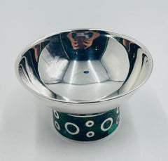 Los Castillo Schale mit Malachit- und Lapis-Einlegearbeiten aus Silber, Taxco, Mexiko, 1960er Jahre