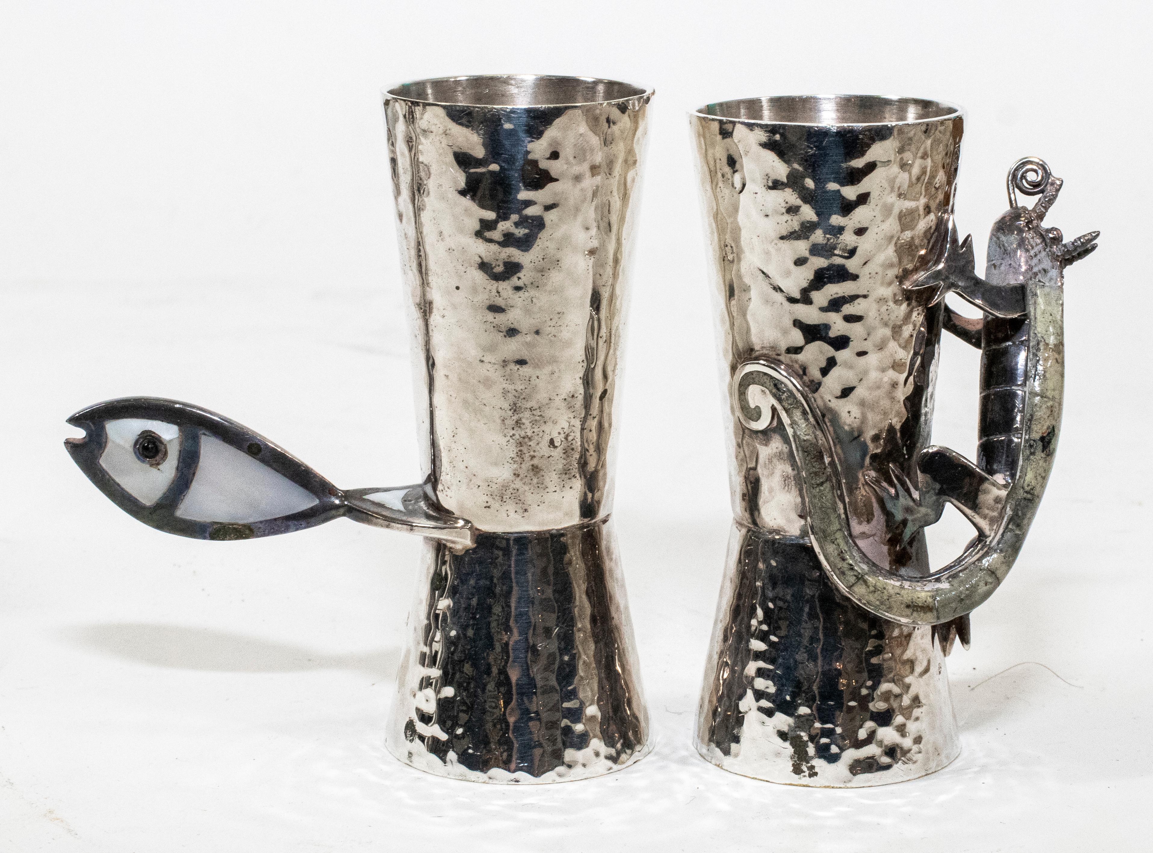 Los Castillo Silver Plated Mexican Tray and Shot Glasses 2
