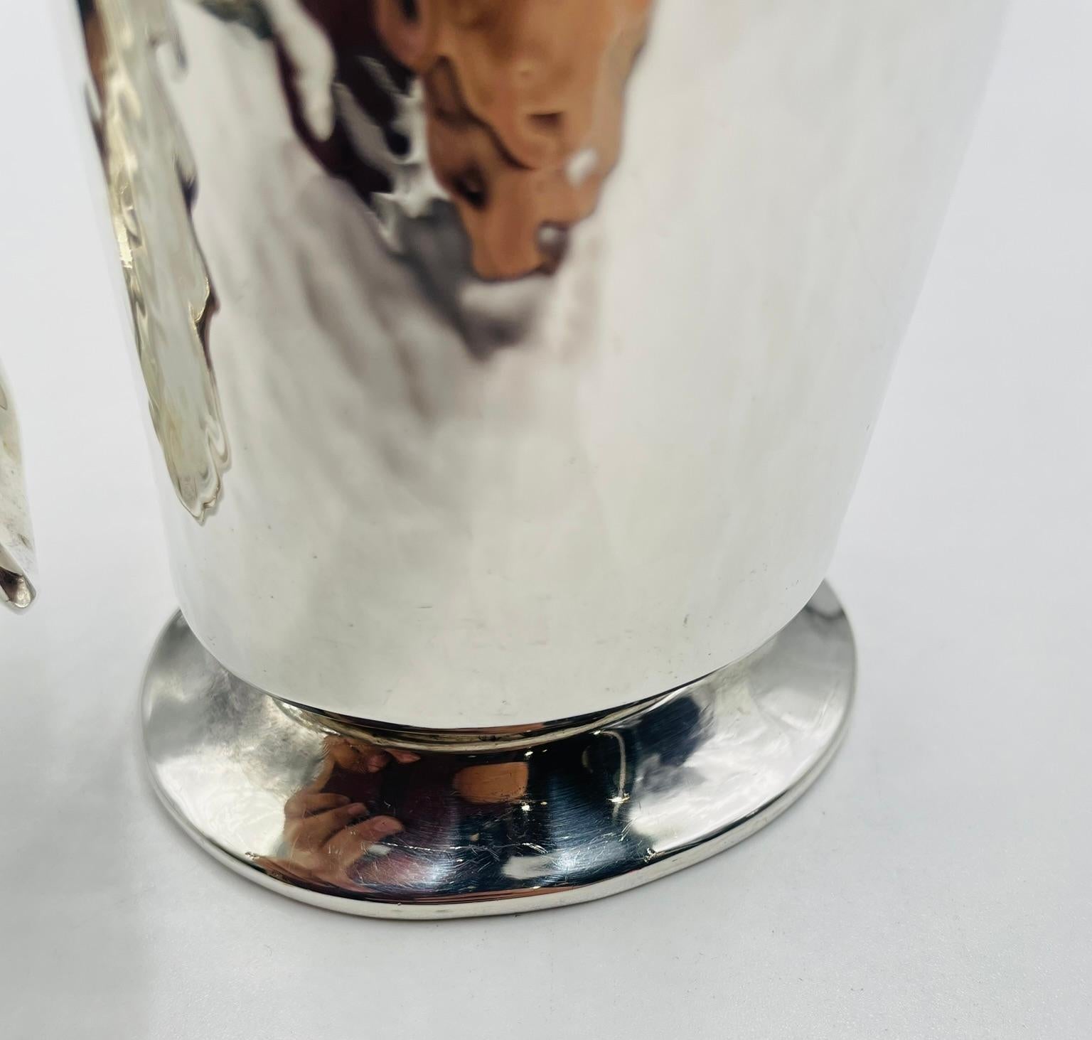 Los Castillo Silver-Plated Pitcher with Lapis Bird Handle, Taxco For Sale 2