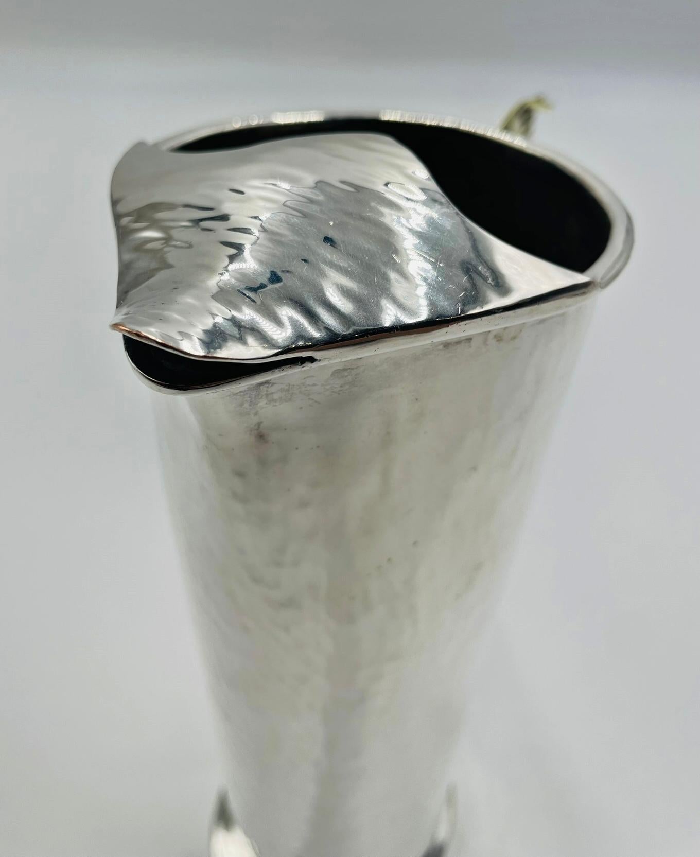 Los Castillo Silver-Plated Pitcher with Lapis Bird Handle, Taxco For Sale 3