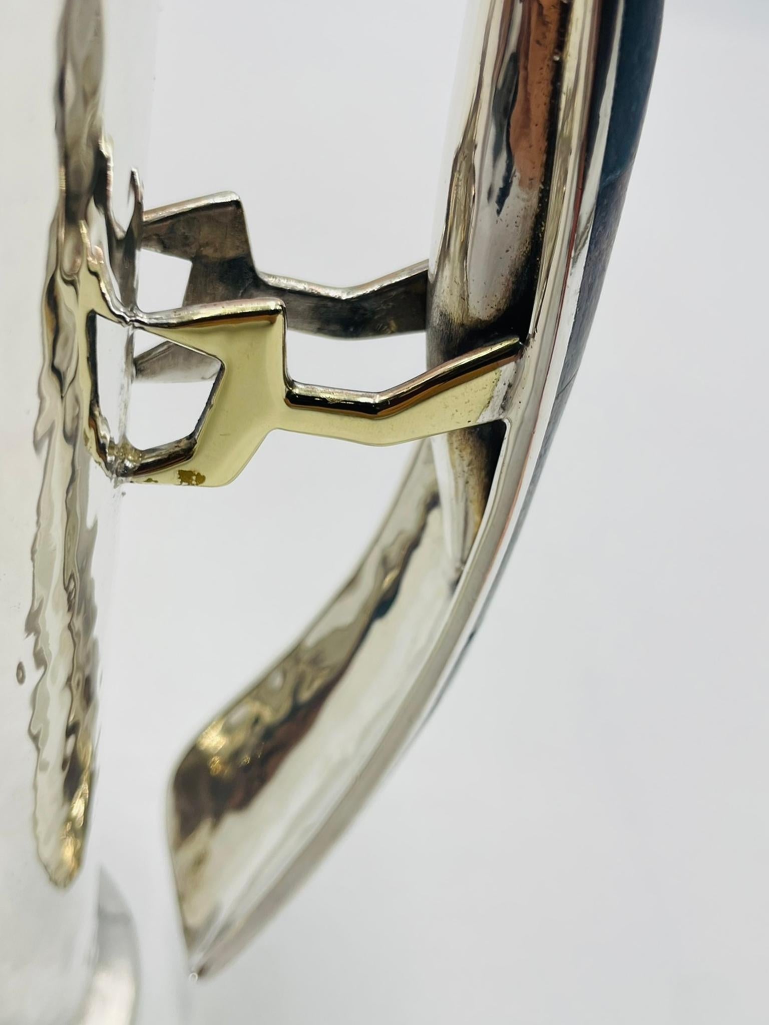 Los Castillo Silver-Plated Pitcher with Lapis Bird Handle, Taxco For Sale 4