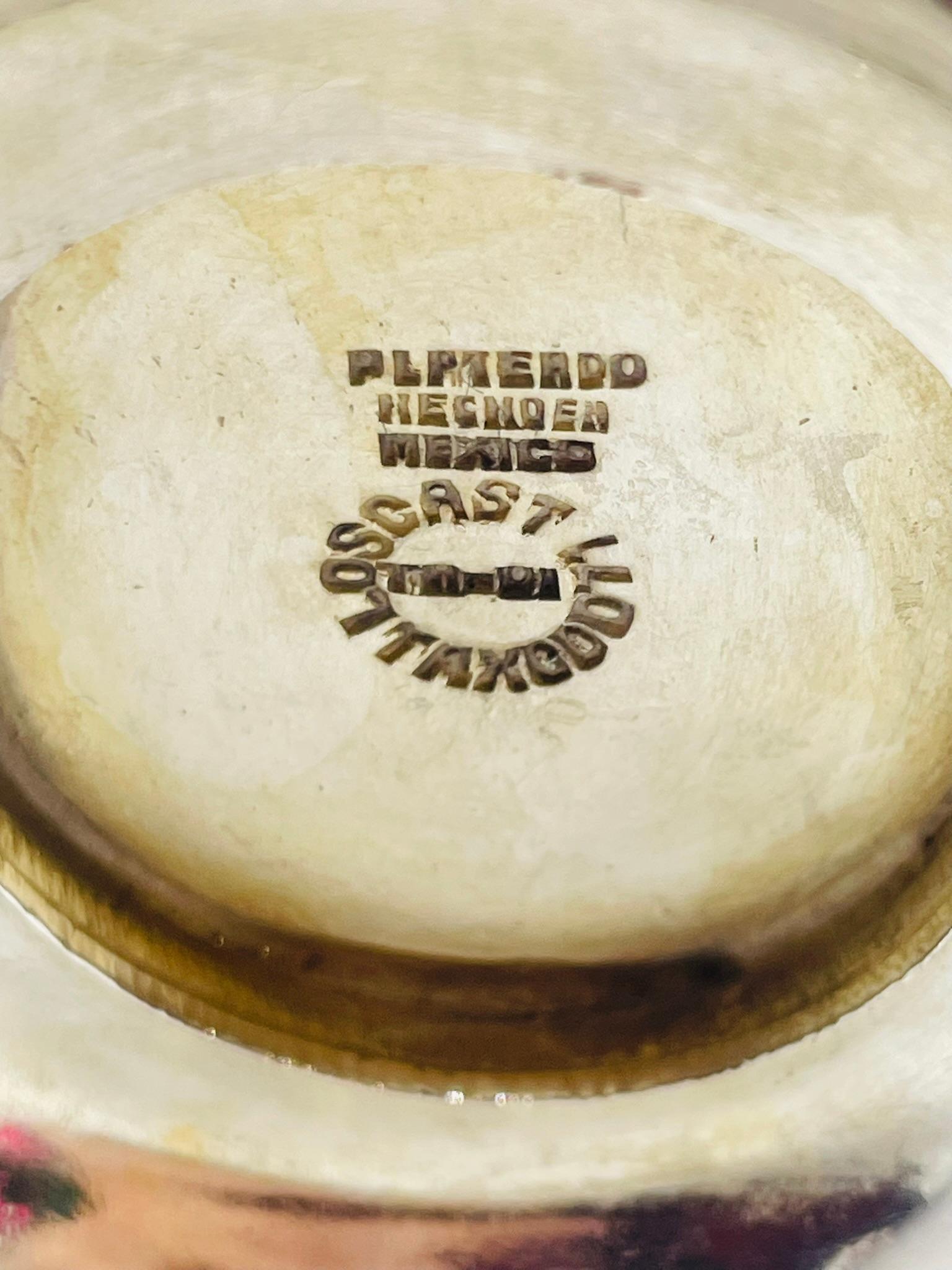 Los Castillo Silver-Plated Pitcher with Lapis Bird Handle, Taxco For Sale 7