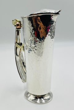 Los Castillo Versilberter Krug mit Lapis-Vogel-Griff, Taxco