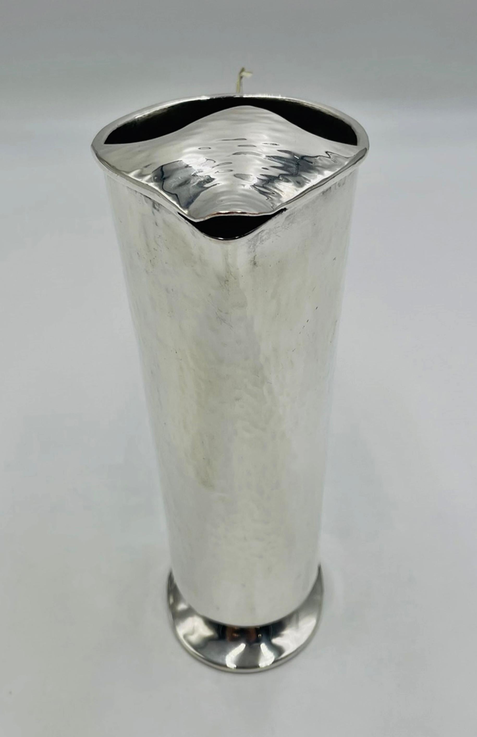 Los Castillo Silver-Plated Pitcher with Lapis Bird Handle, Taxco For Sale 1