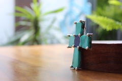 Los Castillo Silver, Turquoise & Lapis Lazuli Pin Cross