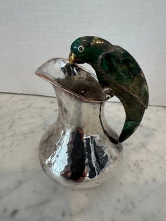 Crémier et sucrier en argent de Los Castillo avec perroquets