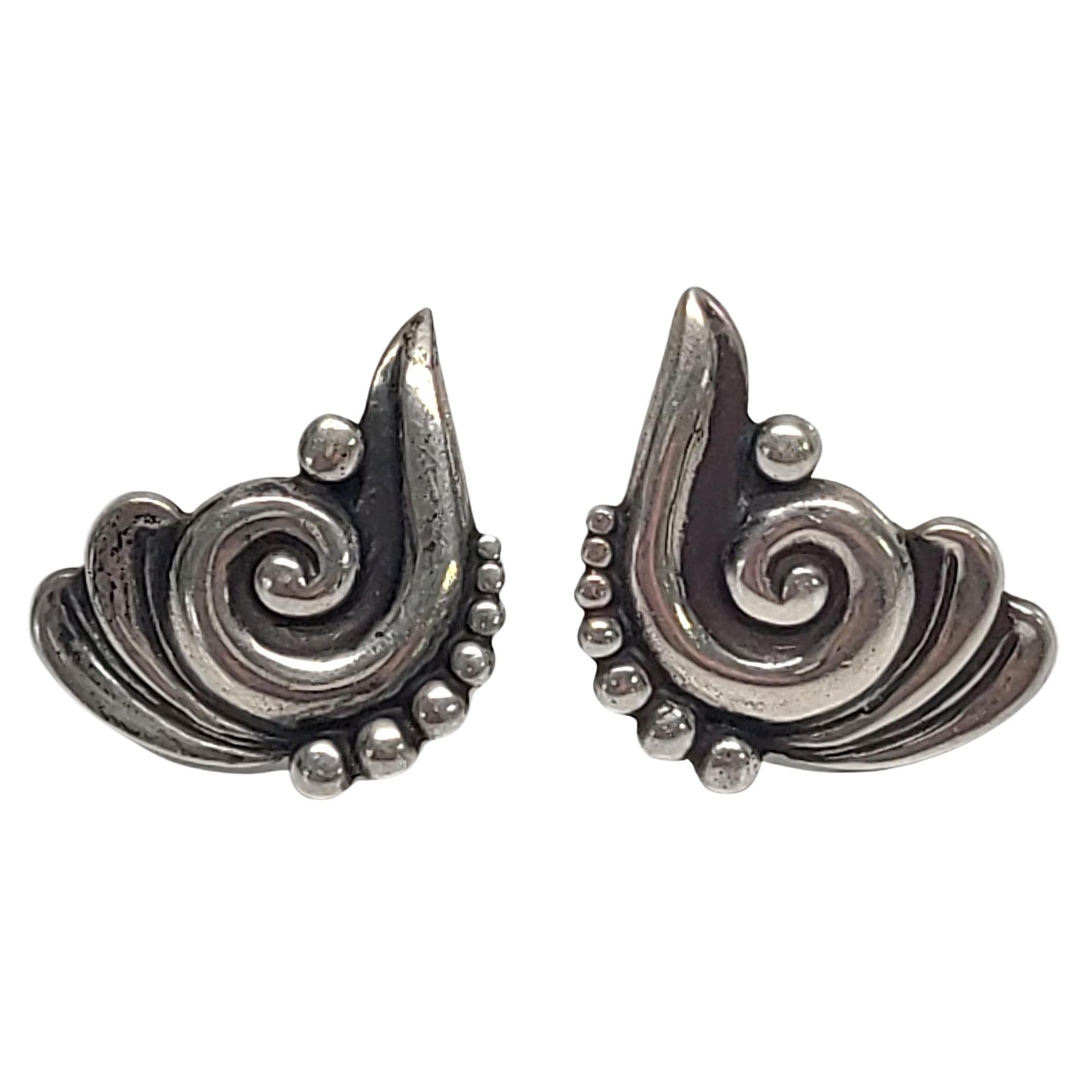 Los Castillo Sterling Silver 508 Swirl Screw Back Earrings #16399 For Sale