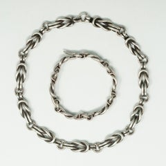 Los Castillo Sterling Silber Kette Link Halskette und Armband Set