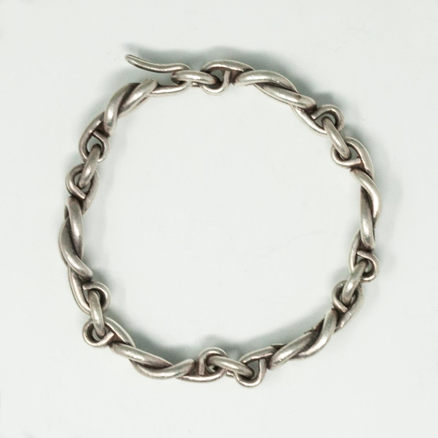 Los Castillo Sterling Silver Chain Link Necklace and Bracelet Set (Kunsthandwerker*in) im Angebot