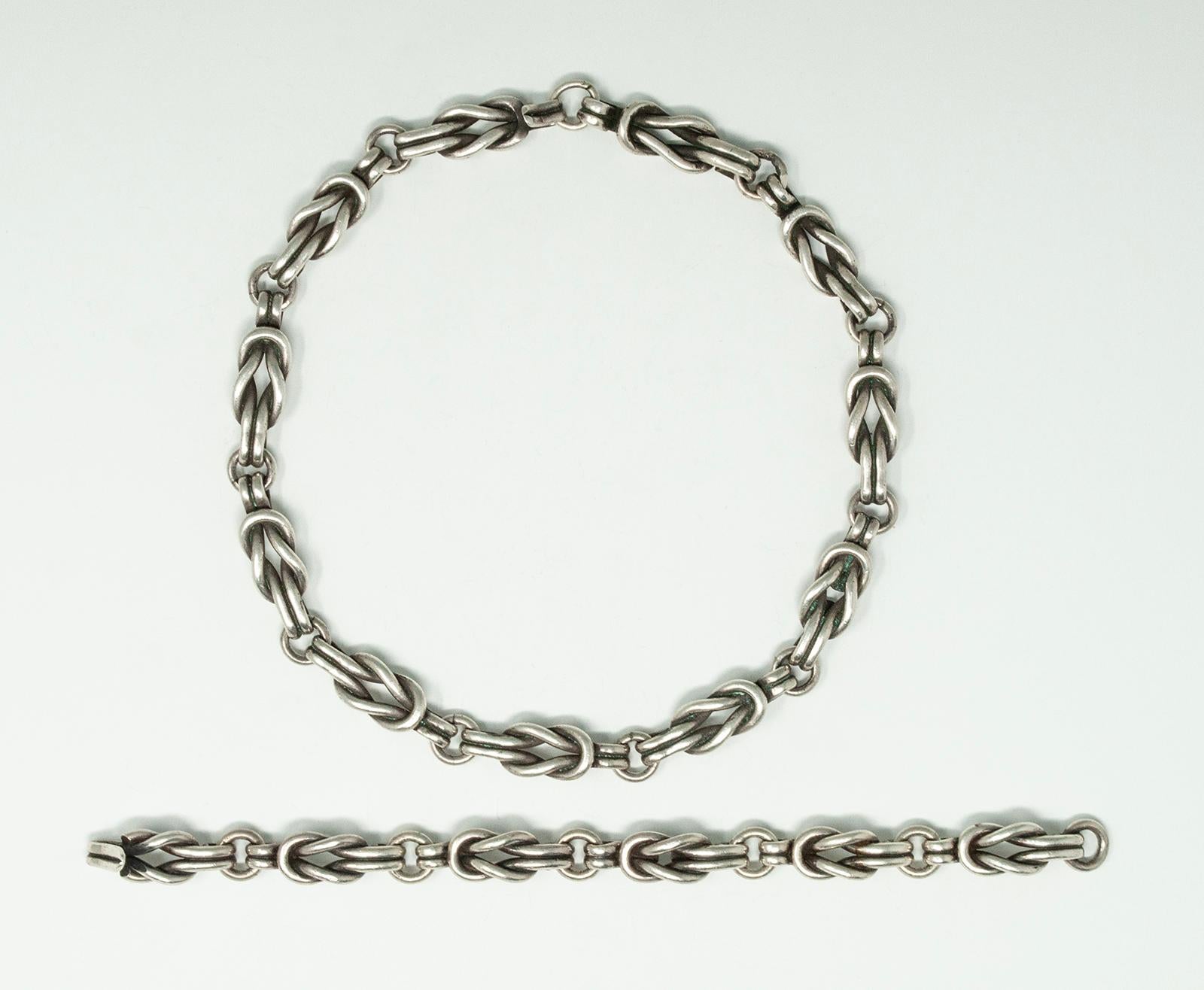 Los Castillo Sterling Silver Chain Link Necklace and Bracelet Set im Zustand „Gut“ im Angebot in Point Richmond, CA