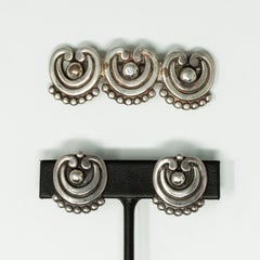 Juego de pinza para el pelo y pendientes Los Castillos, plata de ley