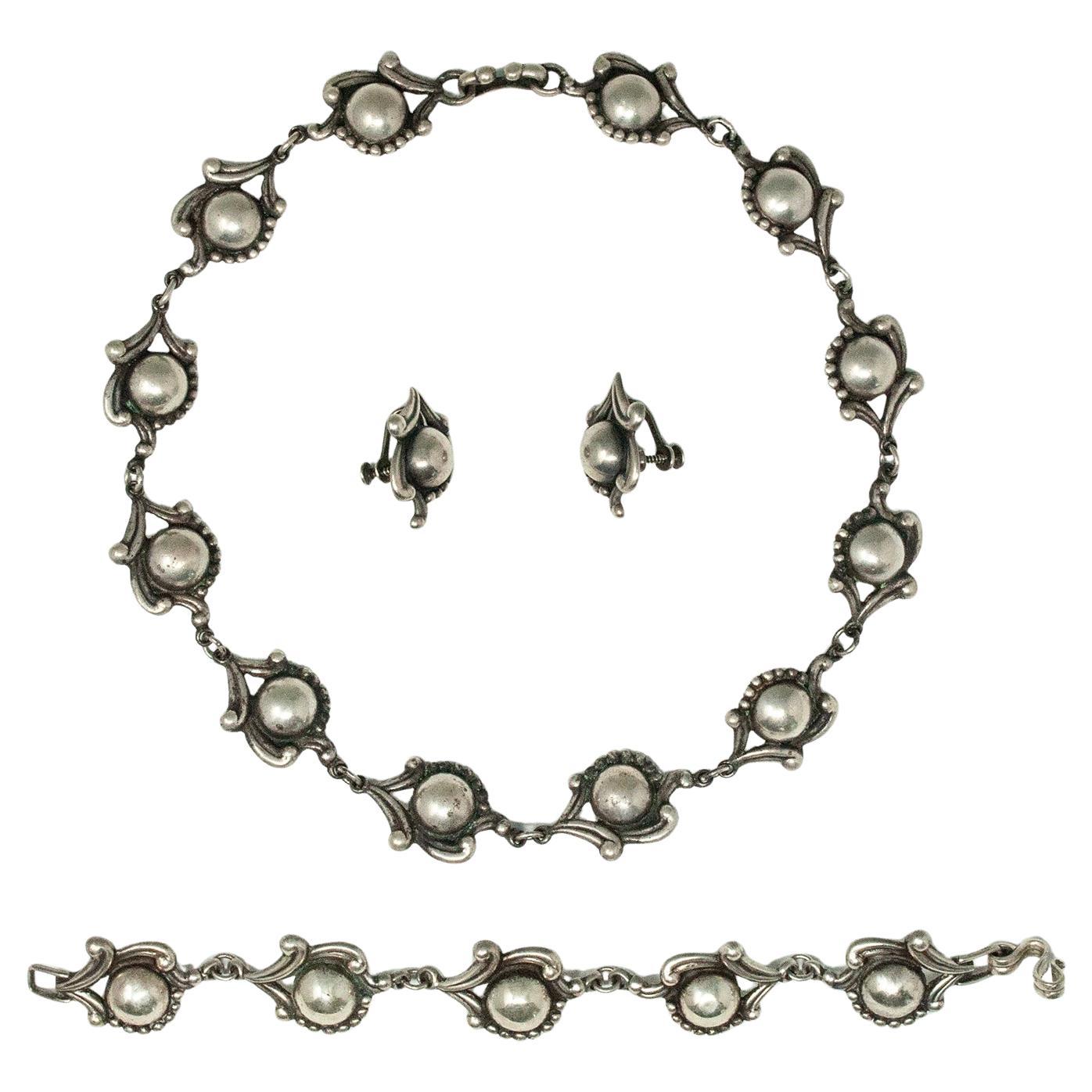 Los Castillo : collier, bracelet et boucles d'oreilles en argent sterling en vente