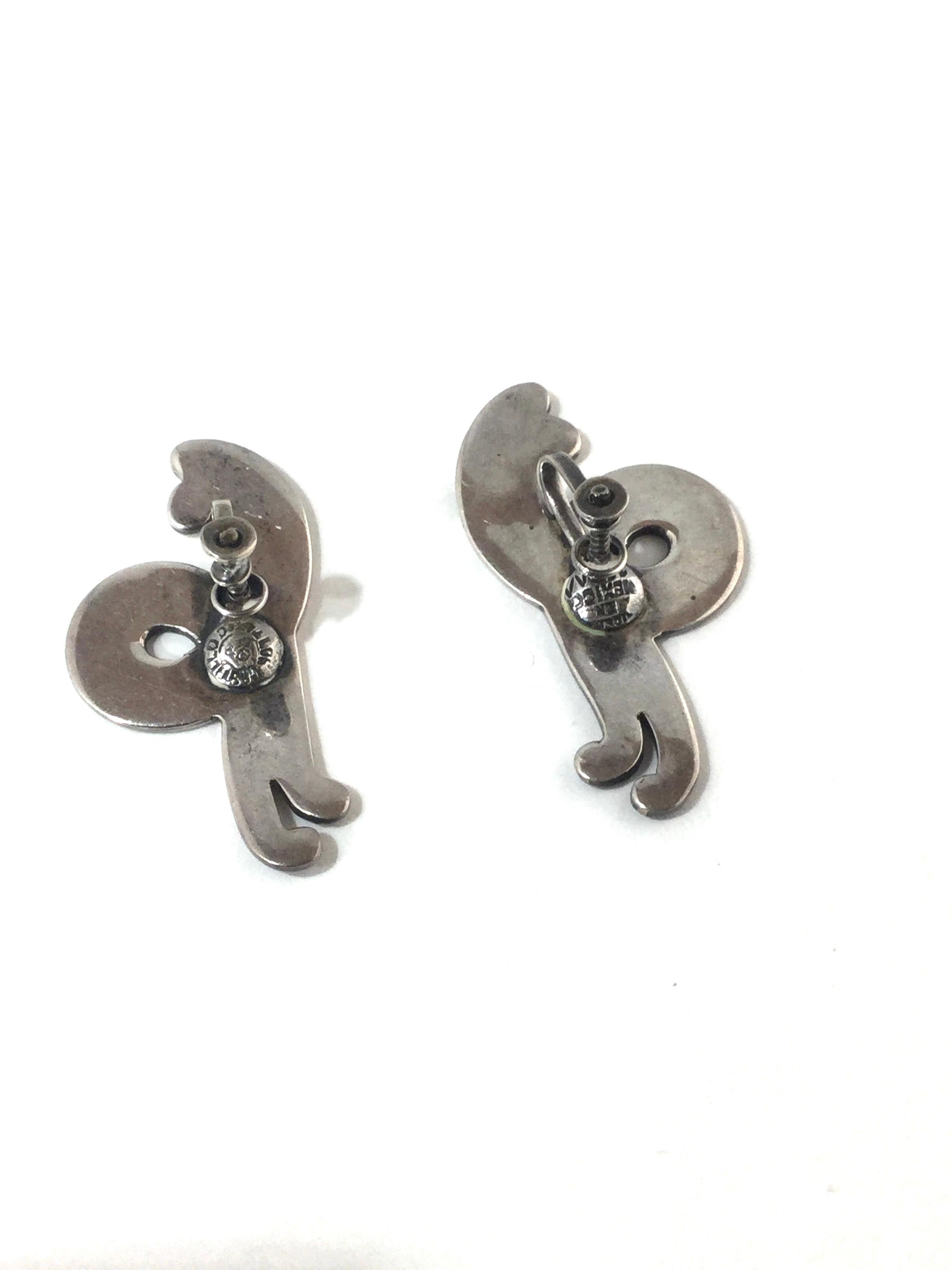 Los Castillo Sterling Silver Taxco Swirl Clip-On Earrings 1