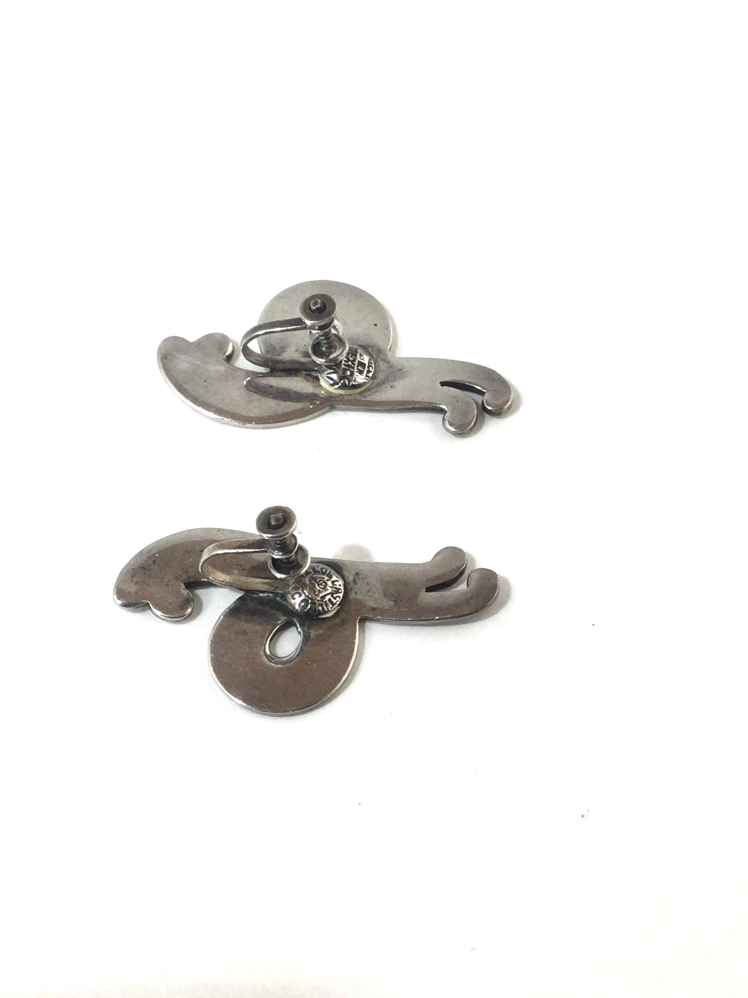 Los Castillo Sterling Silver Taxco Swirl Clip-On Earrings 4