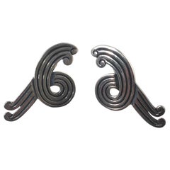 Los Castillo Sterling Silver Taxco Swirl Clip-On Earrings