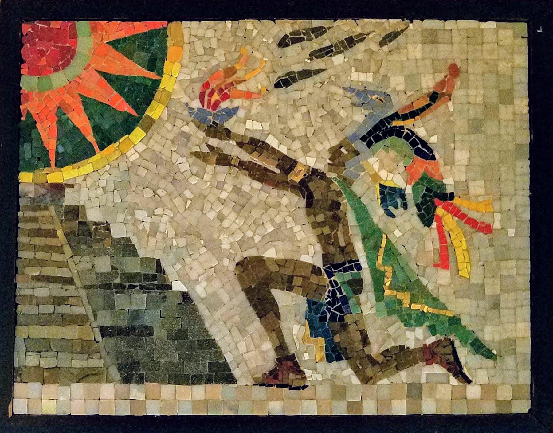 Ceramic Los Castillo Studio Mosaic Mayan Priest Chichen Itza, Mexico, 1950s