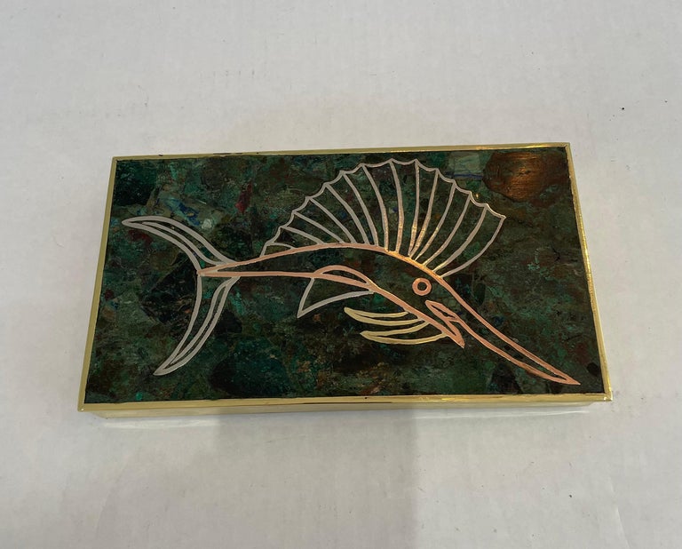 decorative metal fish box French Coastal Charm Fish-Shaped Tin Up for your consideration is an elegantly designed Ciel Trinket Box Decorative rusted metal votive fish