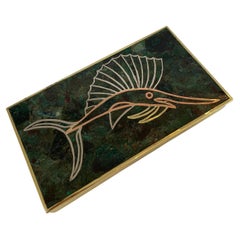 Los Castillo Style Mixed Metal Box with Marlin Motif