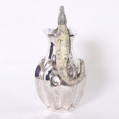 Los Castillo Style Silver Plate Pitcher with Alligator or Lizard
