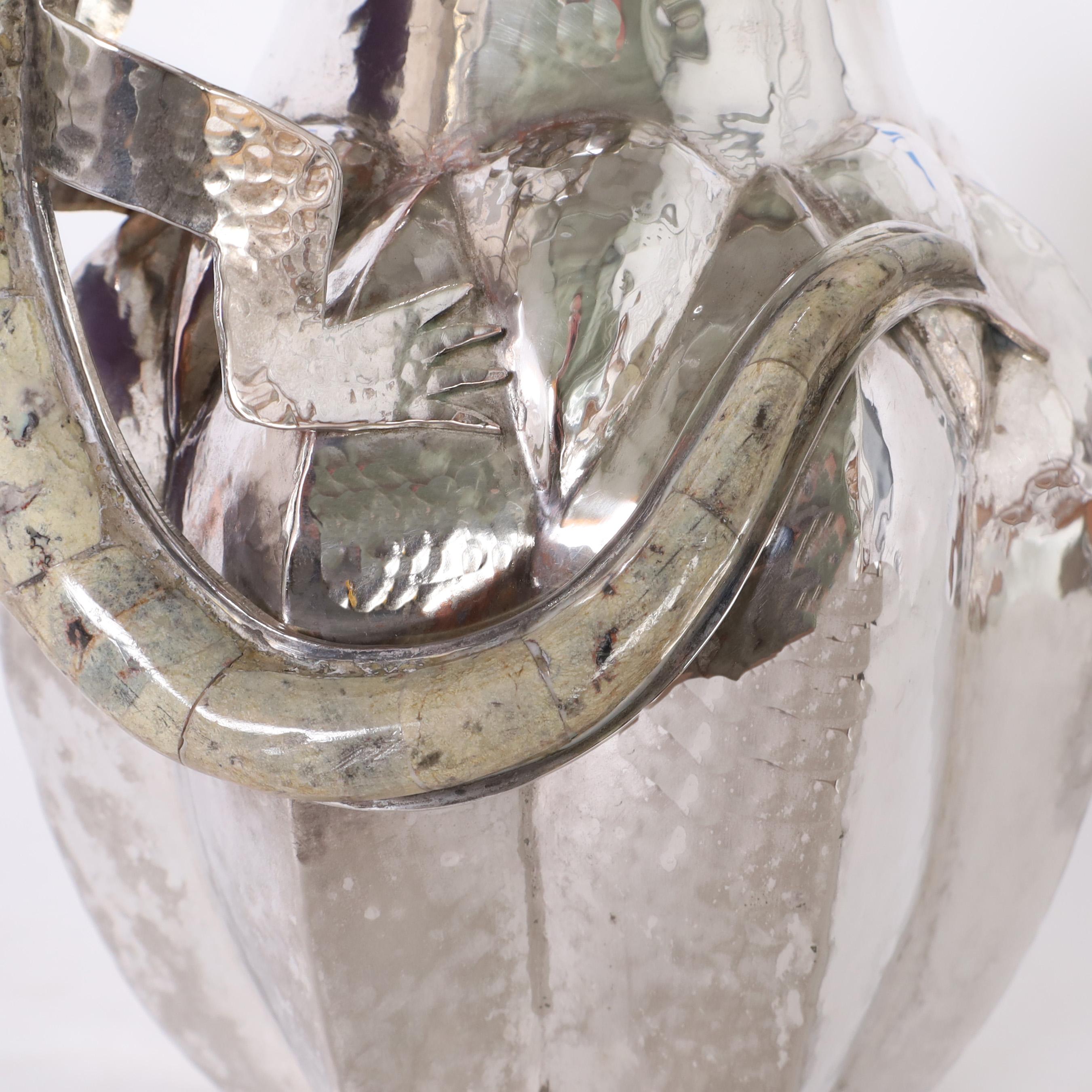 Los Castillo Style Silver Plate Pitcher with Alligator or Lizard For Sale 2