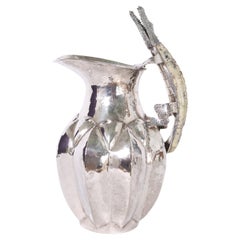 Los Castillo Style Silver Plate Pitcher with Alligator or Lizard