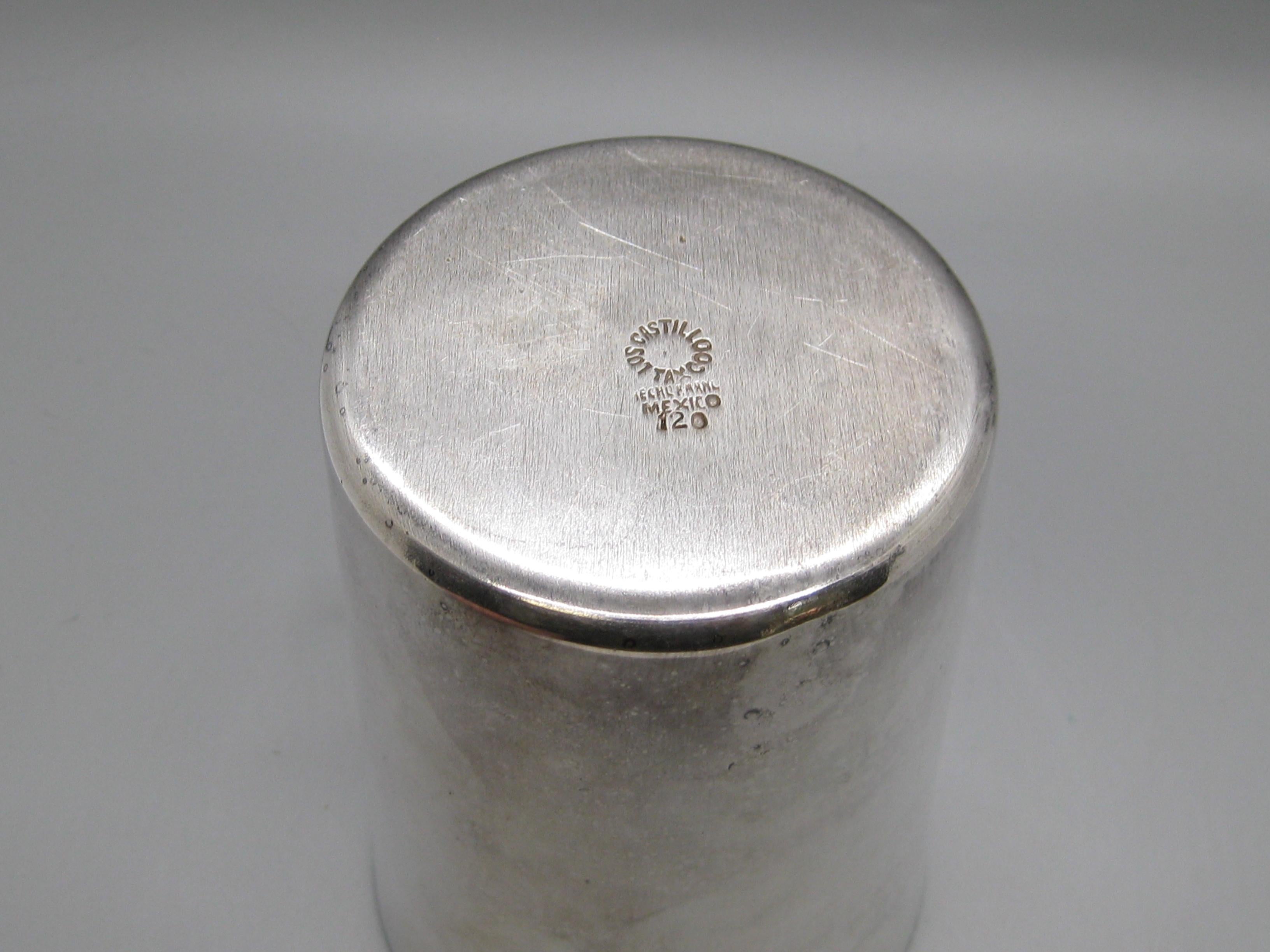 Los Castillo Taxco Mexico Taza artesanal de plata Turquesa y malaquita en venta 5