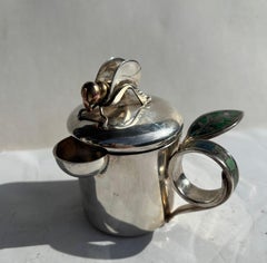 Los Castillo , coppa di miele di Taxco in argento, pietre di Lapis/Malachite intarsiate