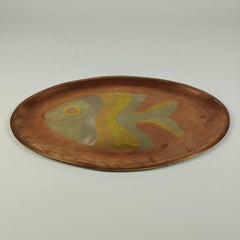 Plateau Casado en métal Taxco de Los Castillo avec décoration de poissons