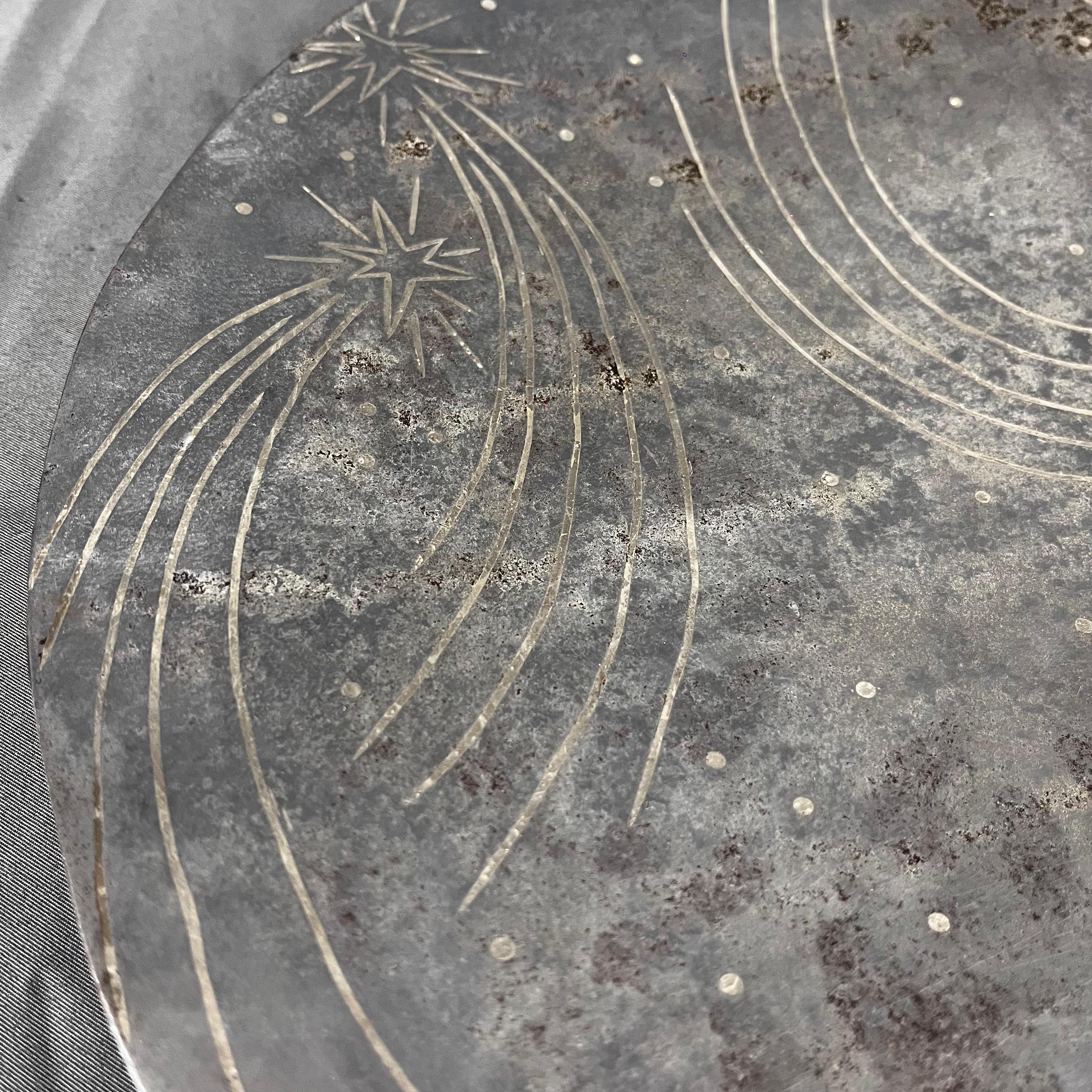 Los Castillo Taxco Bandeja redonda de plata mexicana de 1940 con estrellas fugaces en Bueno estado para la venta en Mexico City, MX