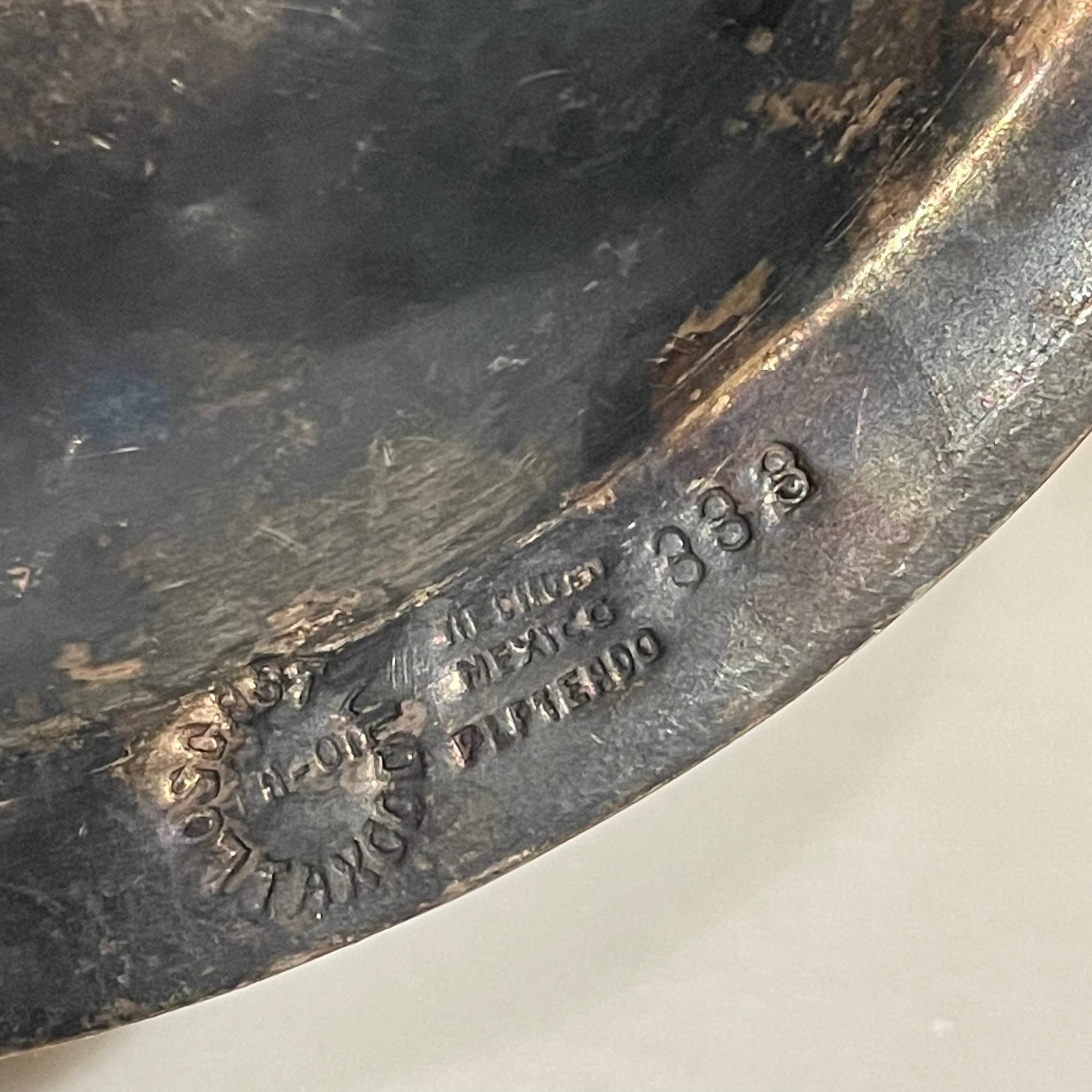 1960 Los Castillo Plato para Pájaros Plato de Plata y Piedra Taxco Mexico en Bueno estado para la venta en Chula Vista, CA