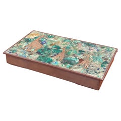 Los Castillo Taxco Mixed Stone Mosaic and Brass Box with Giraffe Motif, Mexico