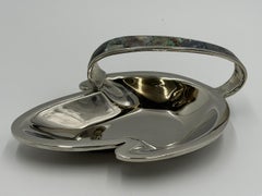 Los Castillo Taxco Silver Plate Malachite & Lapis Catchall Dish, Mexico 1960s