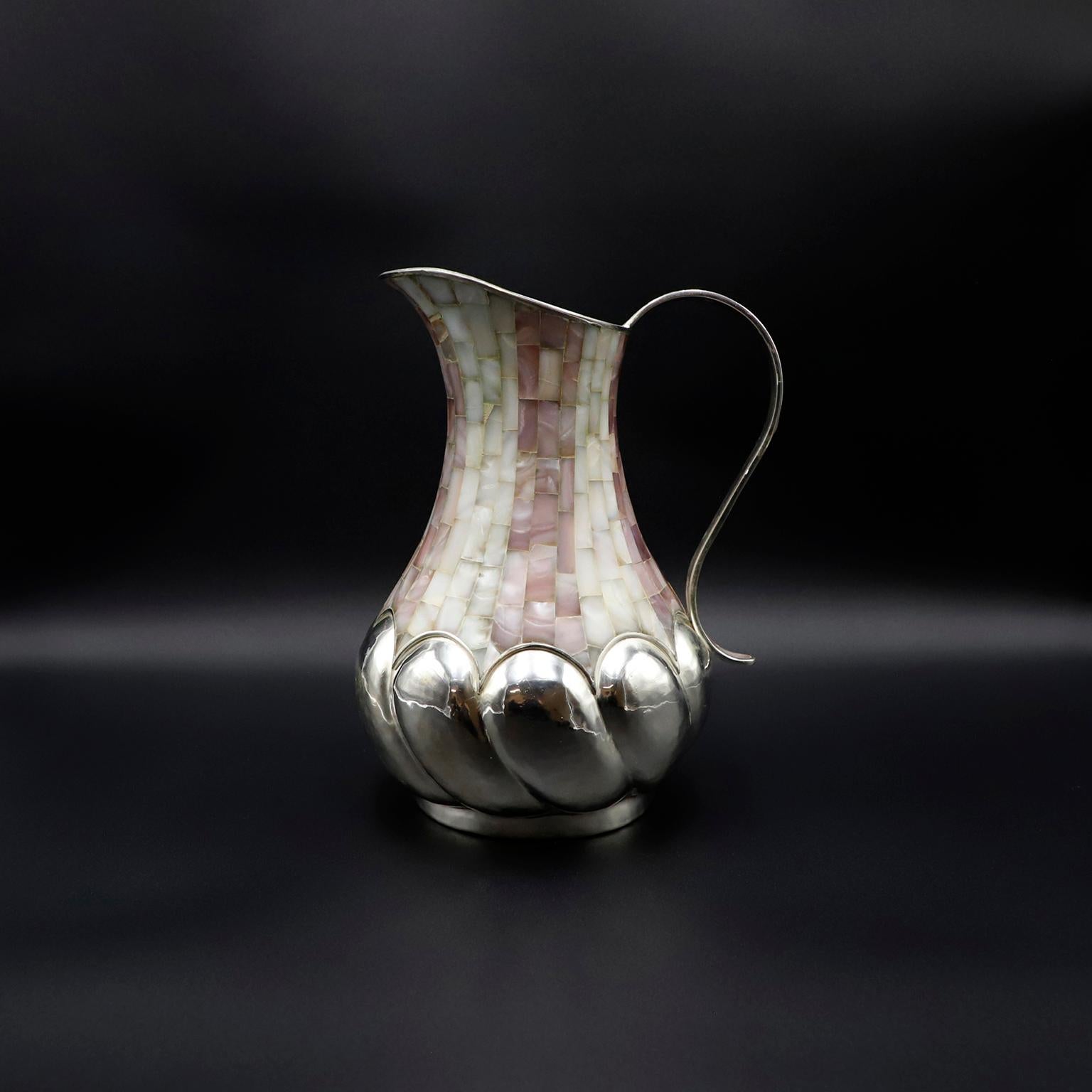 Mid-Century Modern Los Castillo Taxco Silver Plate Pitcher