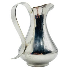 Vintage Los Castillo Taxco Silver-Plated Brass Pitcher, Mid-Century Mexican Modern