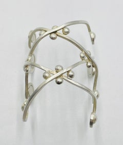 Los Castillo Taxco Sterling Silver Modernist Cuff Bracelet, Mexican Modernism