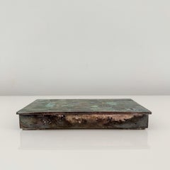 Los Castillo Turquoise Lapis Lazuli and Malachite Inlay Silver Plate Box