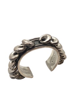 Los Castillo Vintage Modernist Sterling Cuff Bracelet with Dangling Doughnuts