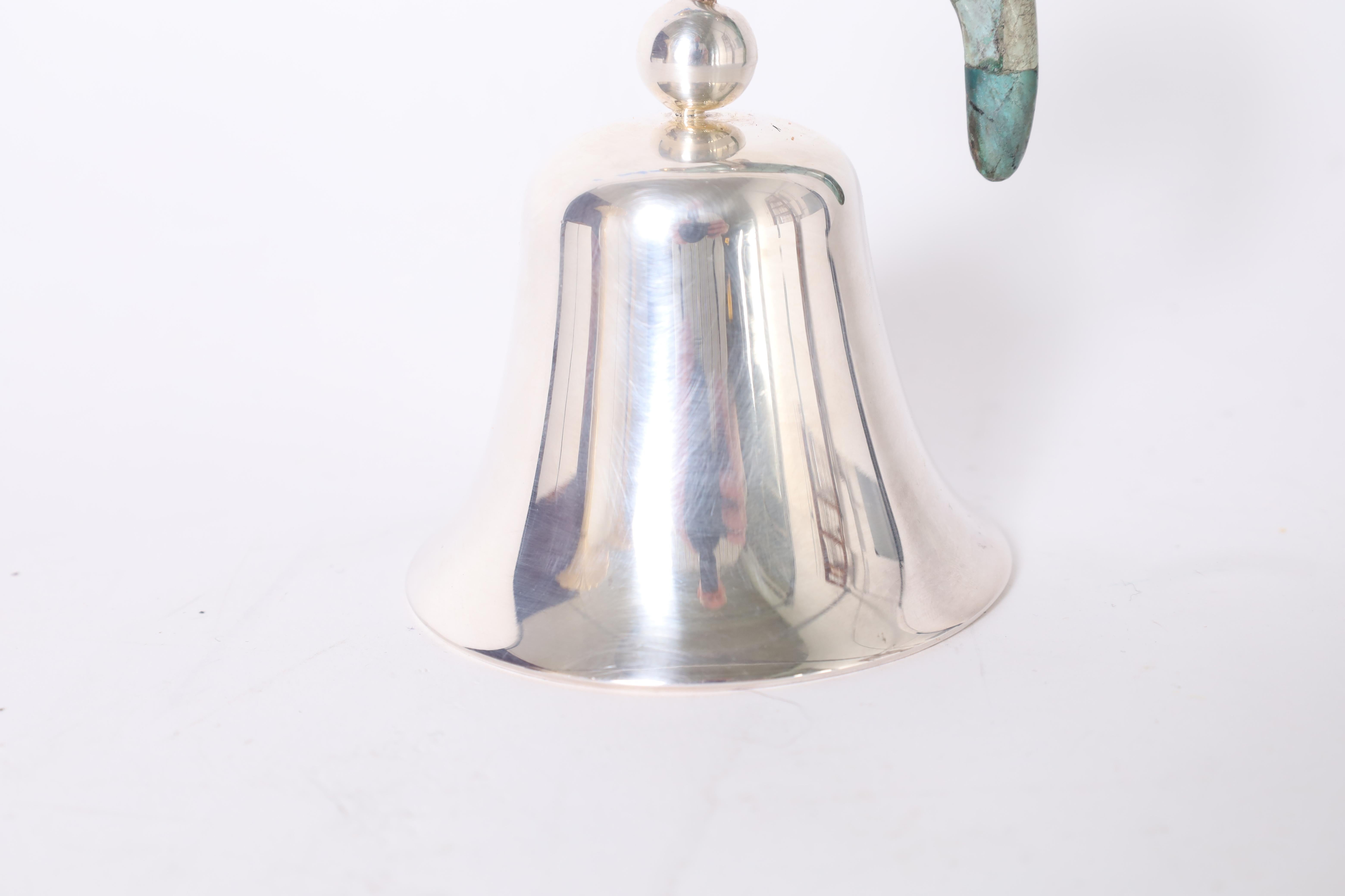 Los Castillo Vintage Silver Plate Dinner Bell with Bird In Good Condition In Palm Beach, FL