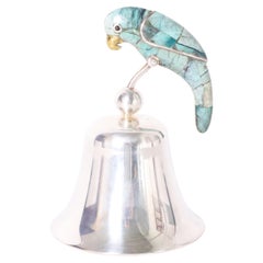 Los Castillo Vintage Silver Plate Dinner Bell with Bird