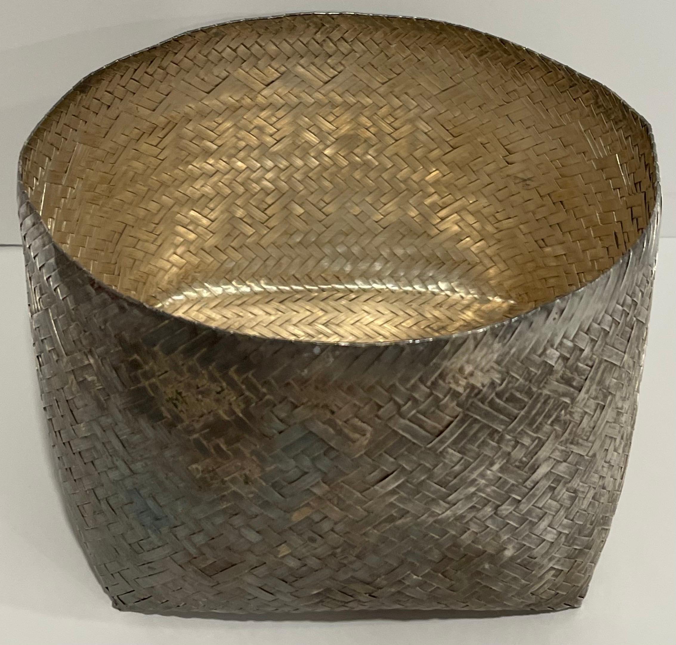 Mexican Los Castillo Woven Silver Baskets, Set of 2 For Sale